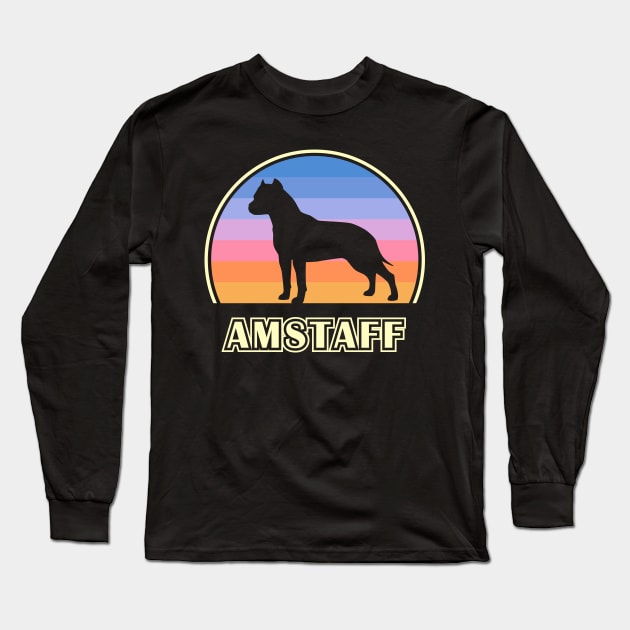 American Staffordshire Terrier Vintage Sunset Dog Long Sleeve T-Shirt by millersye